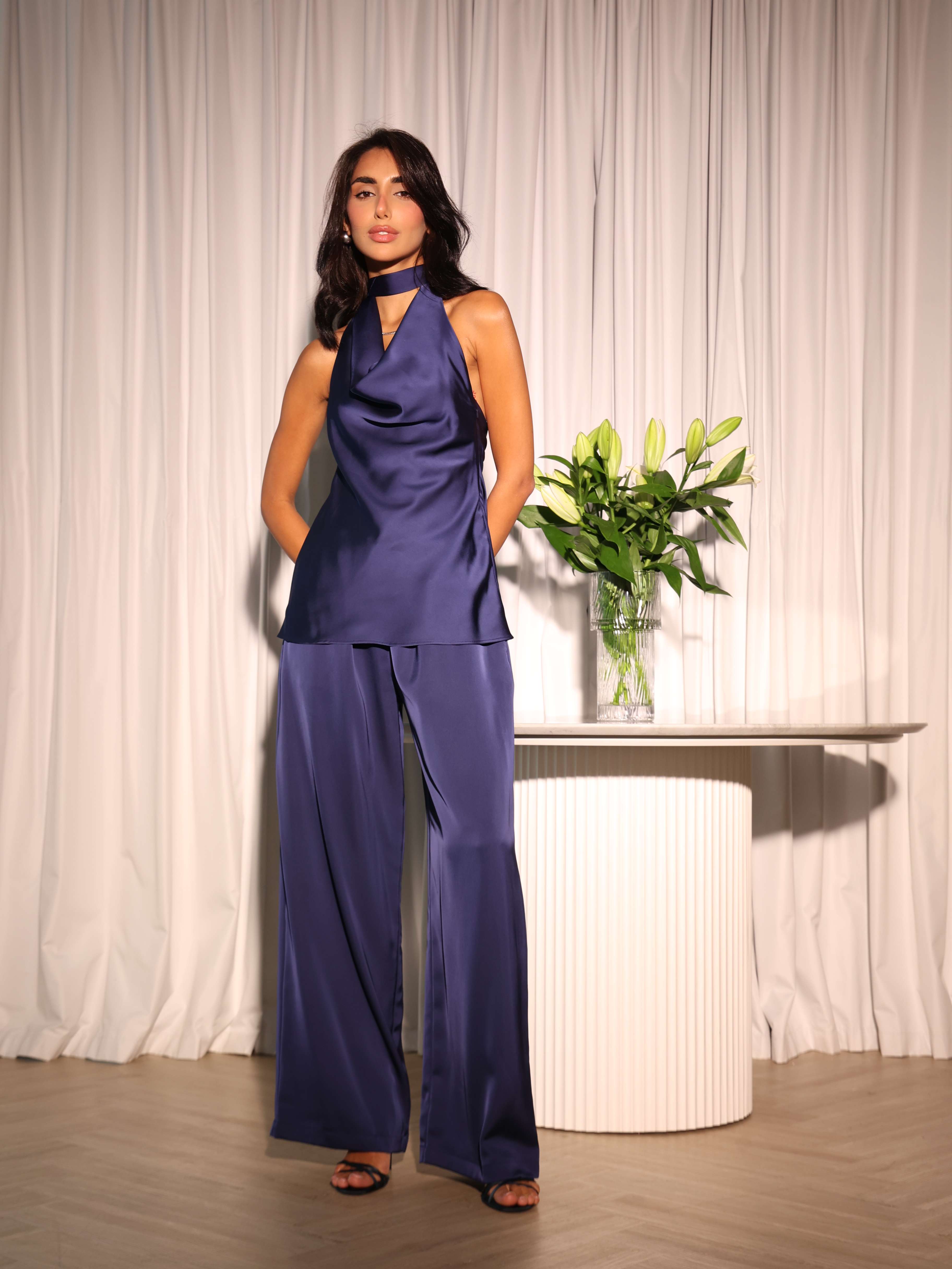 Photo of Midnight Silky Wide Leg Pants 